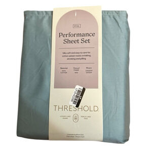 Threshold FULL Size Performance 400 Thread Count 100% Cotton Sheet Set Blue